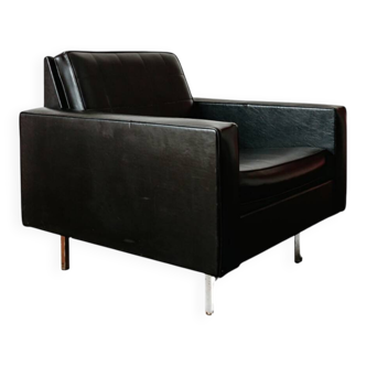 Black faux leather armchair, 1960
