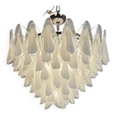 Venetian lustre in colourless and white Murano glass, circa 1990.
