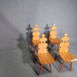 Vintage mid-century brutalist style design Tiroler chair set of 4