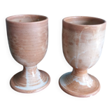 Verres à pied tasses mazagrans en grès de Puisaye