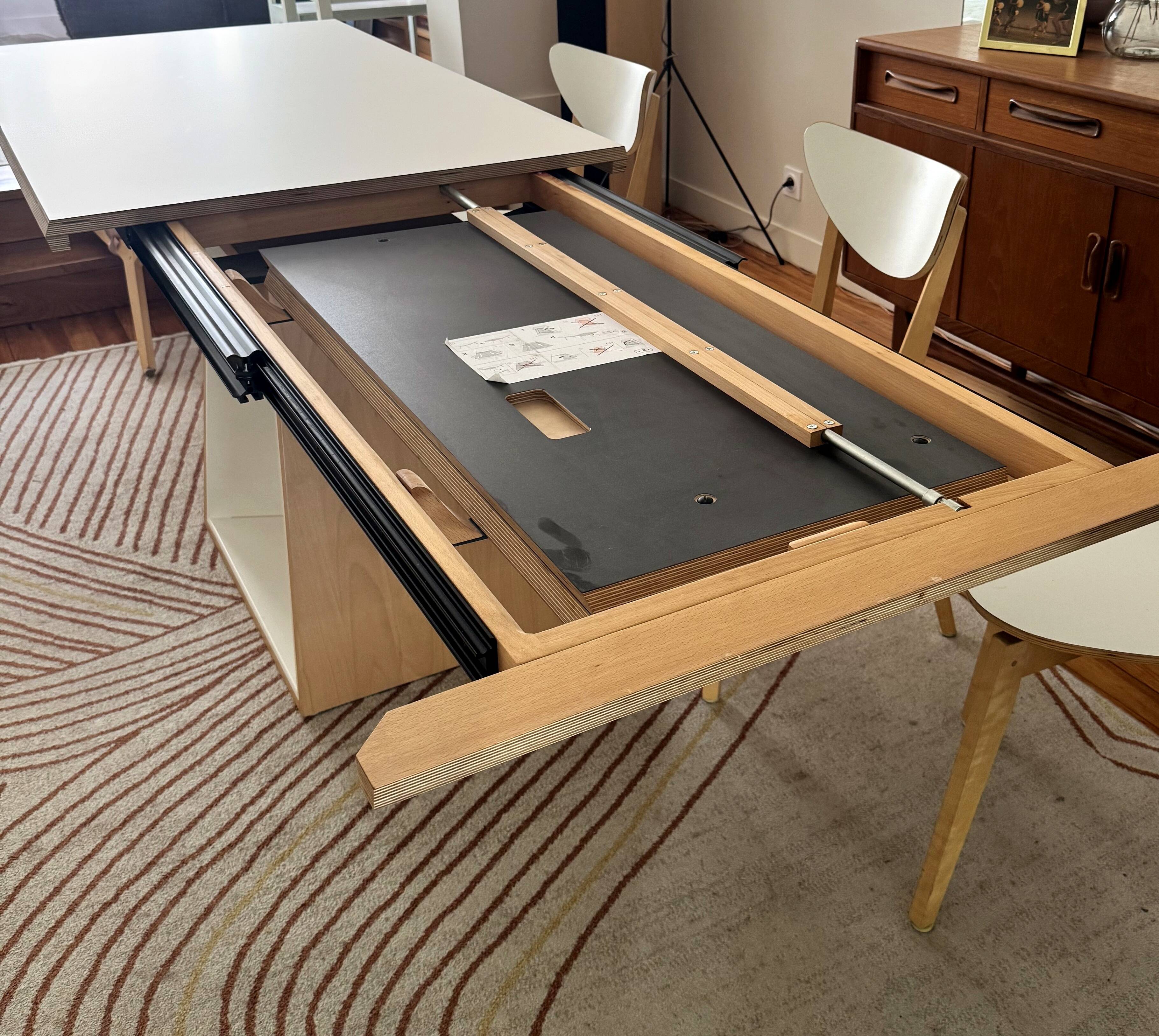 Extensible table Mood T1202 — Mobitec — White Fenix & walnut