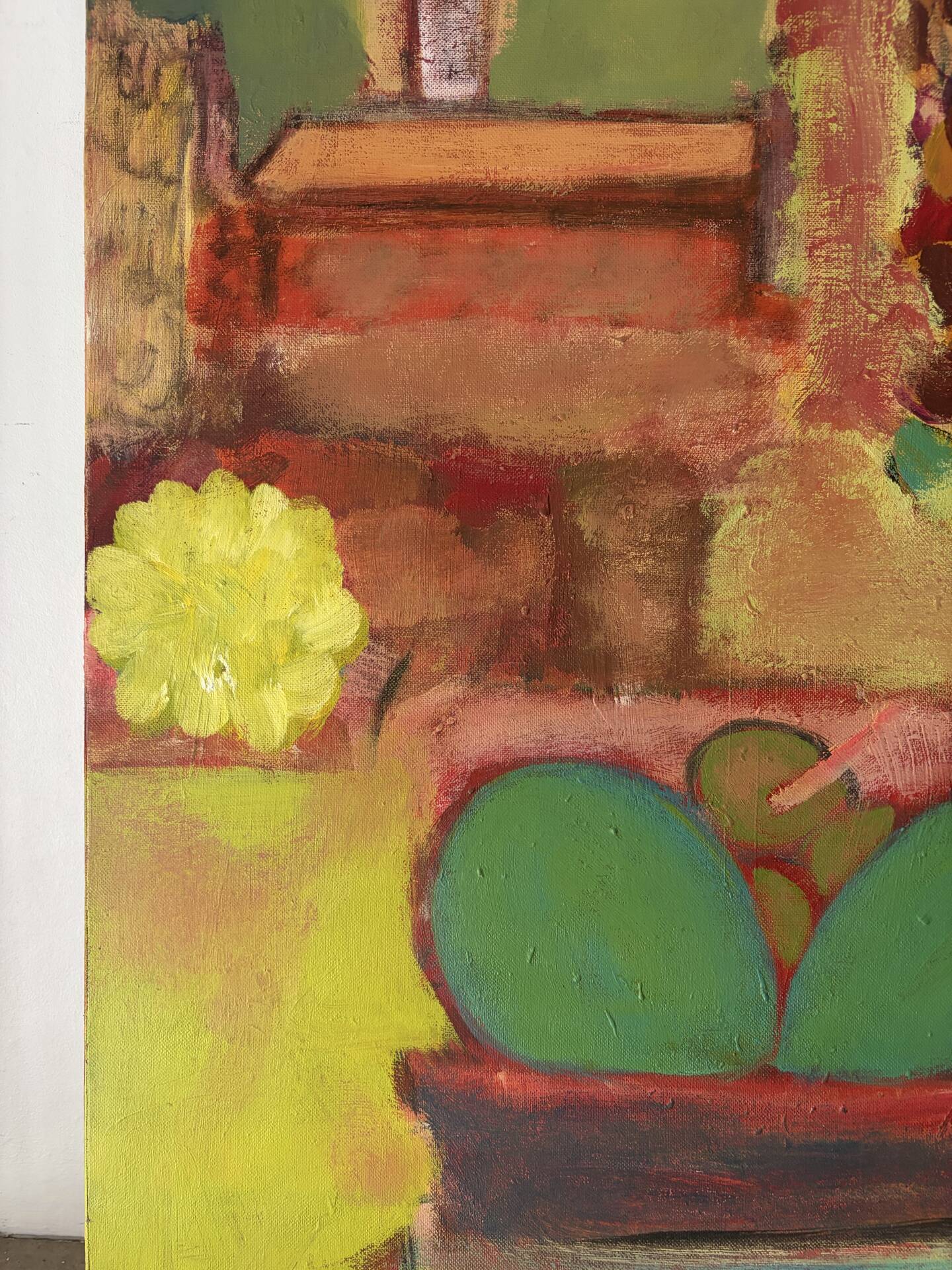 Still life in the living room, oil on canvas signed Banyan.