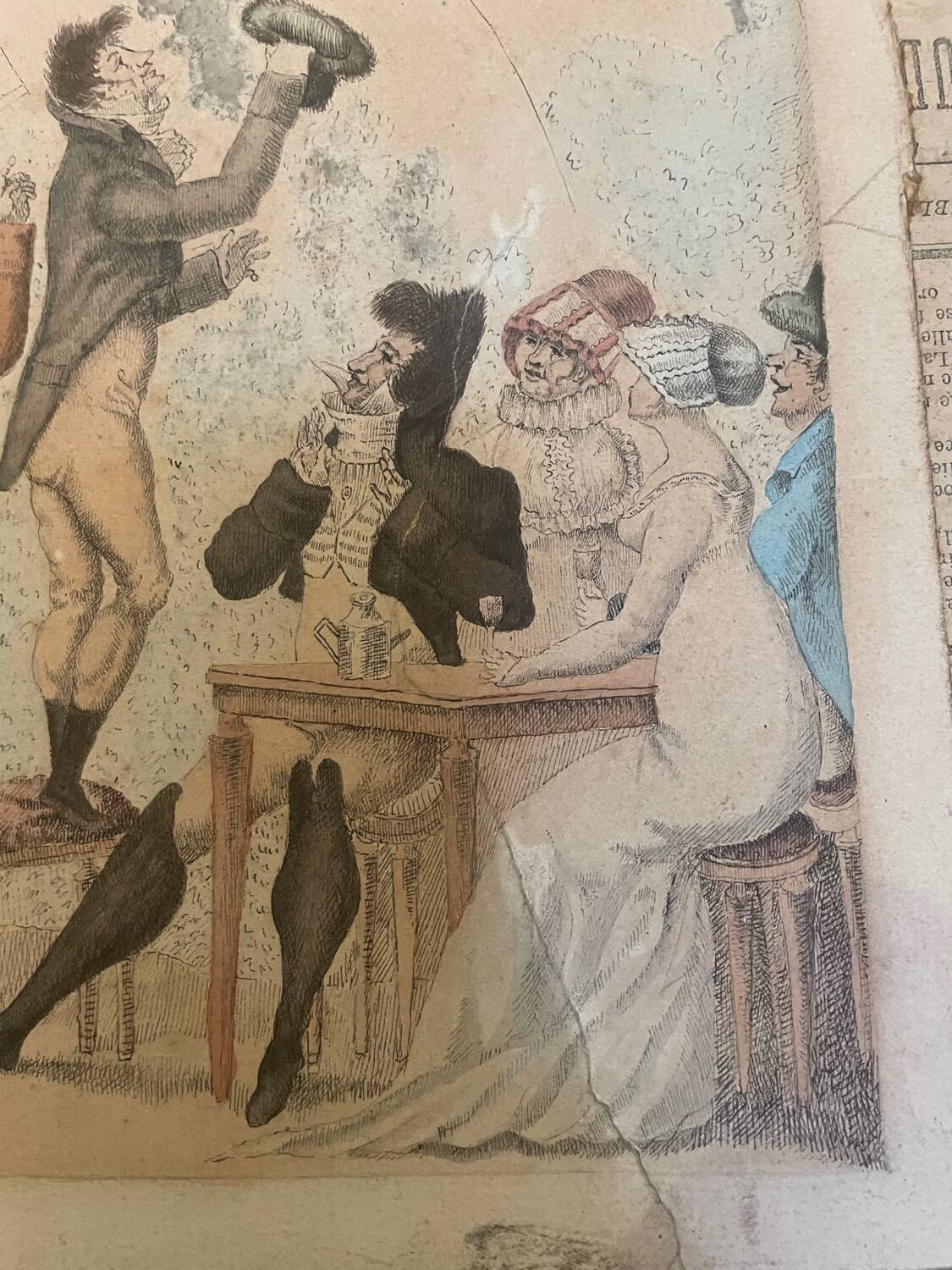 Original painting The Ventriloquist Naudet circa 1803