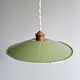 Industrial pendant light in green enamelled sheet metal, 1930s-40s