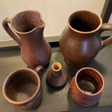 Series of 5 vintage brown ceramic vases