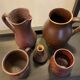 Series of 5 vintage brown ceramic vases