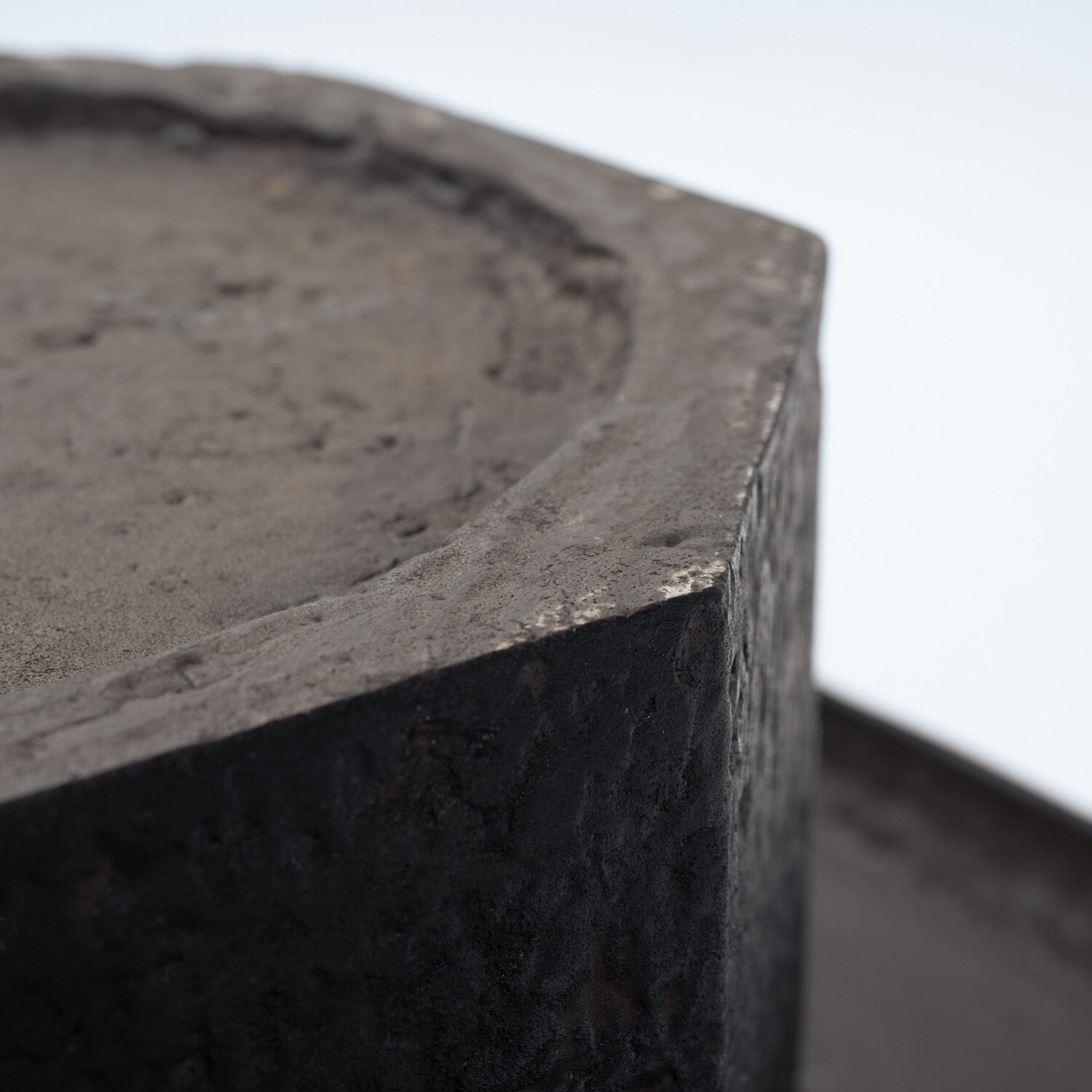 Brutalist Octagonal Coffee Table in Black Stone Look Resin, 1970s