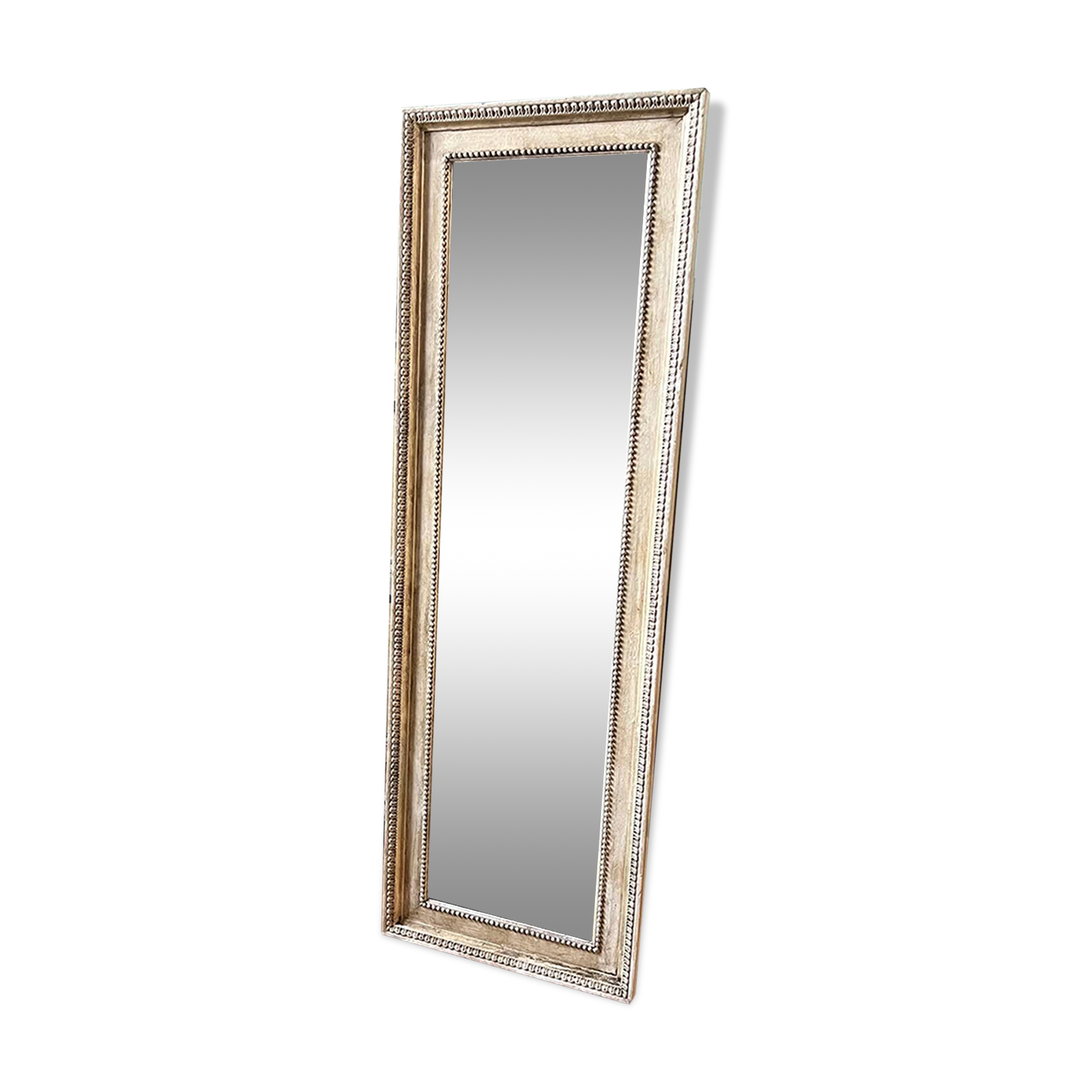 Mirror frame in white painted patinated wood