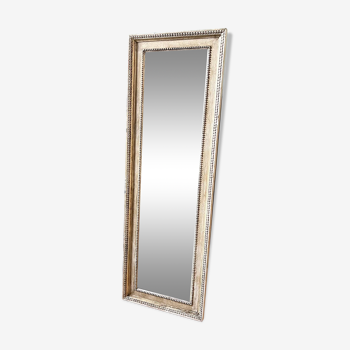 Mirror with patinated white painted wood frame