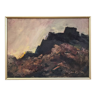 Mid-Century Modern "Break of Day" Swedish Abstract Landscape Oil Painting, Framed