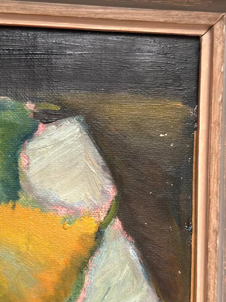 Swedish Original Oil on Panel – "Pears" by Elfrén – Signed – Vintage and Framed