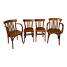 Lot fauteuils chaises en bois courbé