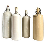 4 beige glazed stoneware bottles