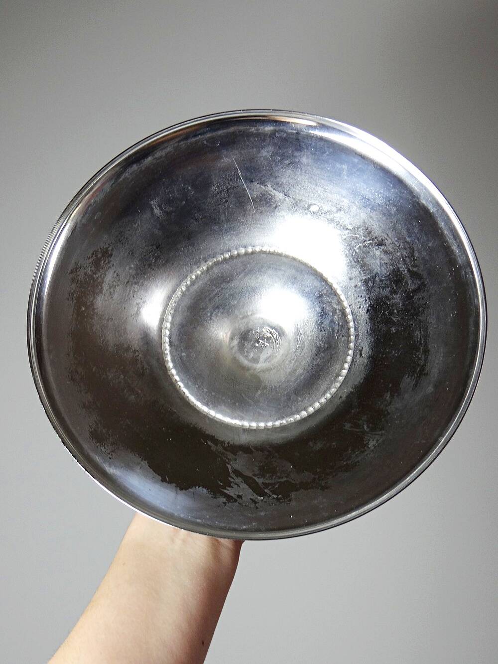 Rare vintage oriental covered serving dish in silver-plated metal, mid-20th century.