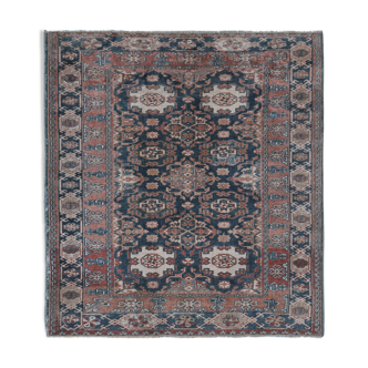 Handknotted Square Caucasian Blue Shirvan Rug 4'5" X 5'1"