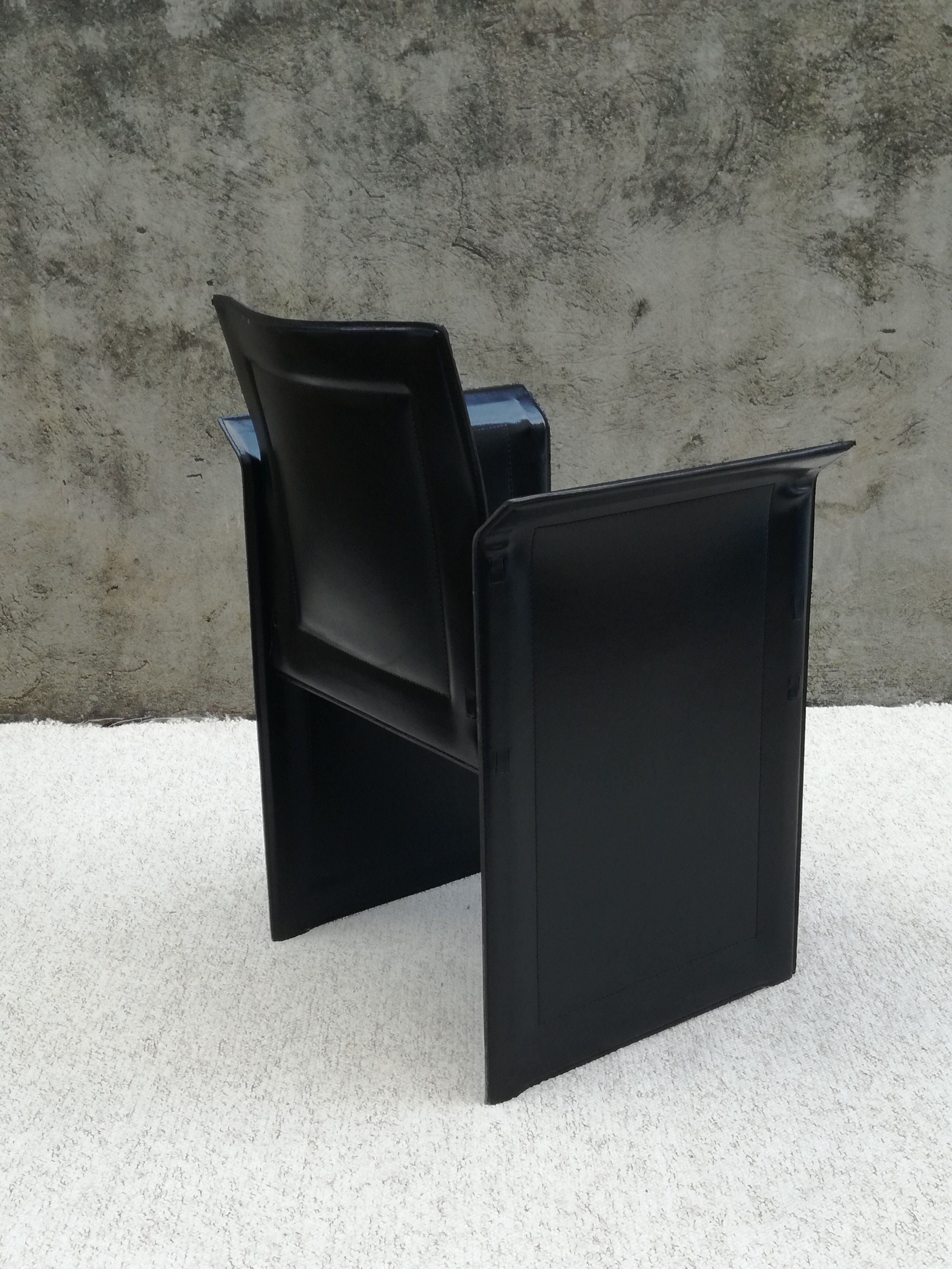Tito Agnoli Italian black leather design chair