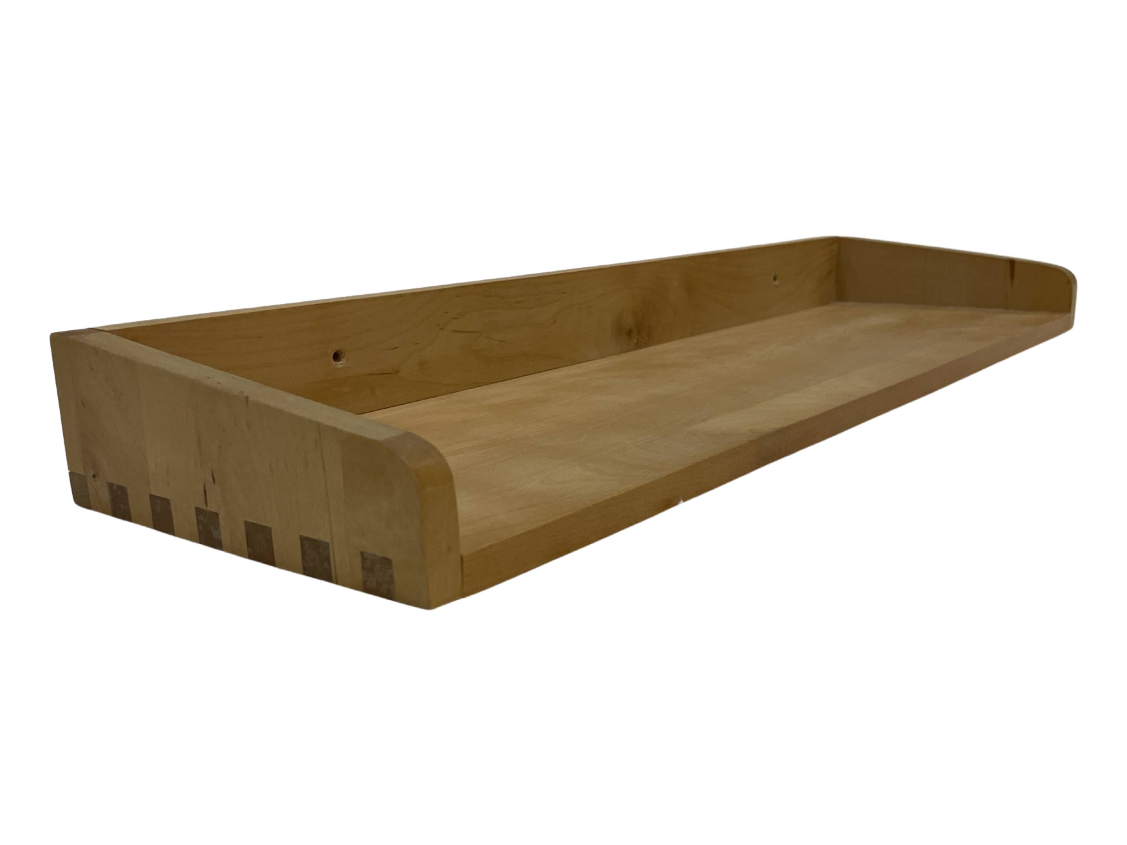 Vintage wooden wall shelve rack bookshelf in pinewood