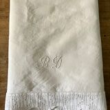 Antique linen, sheet with monogram and lace