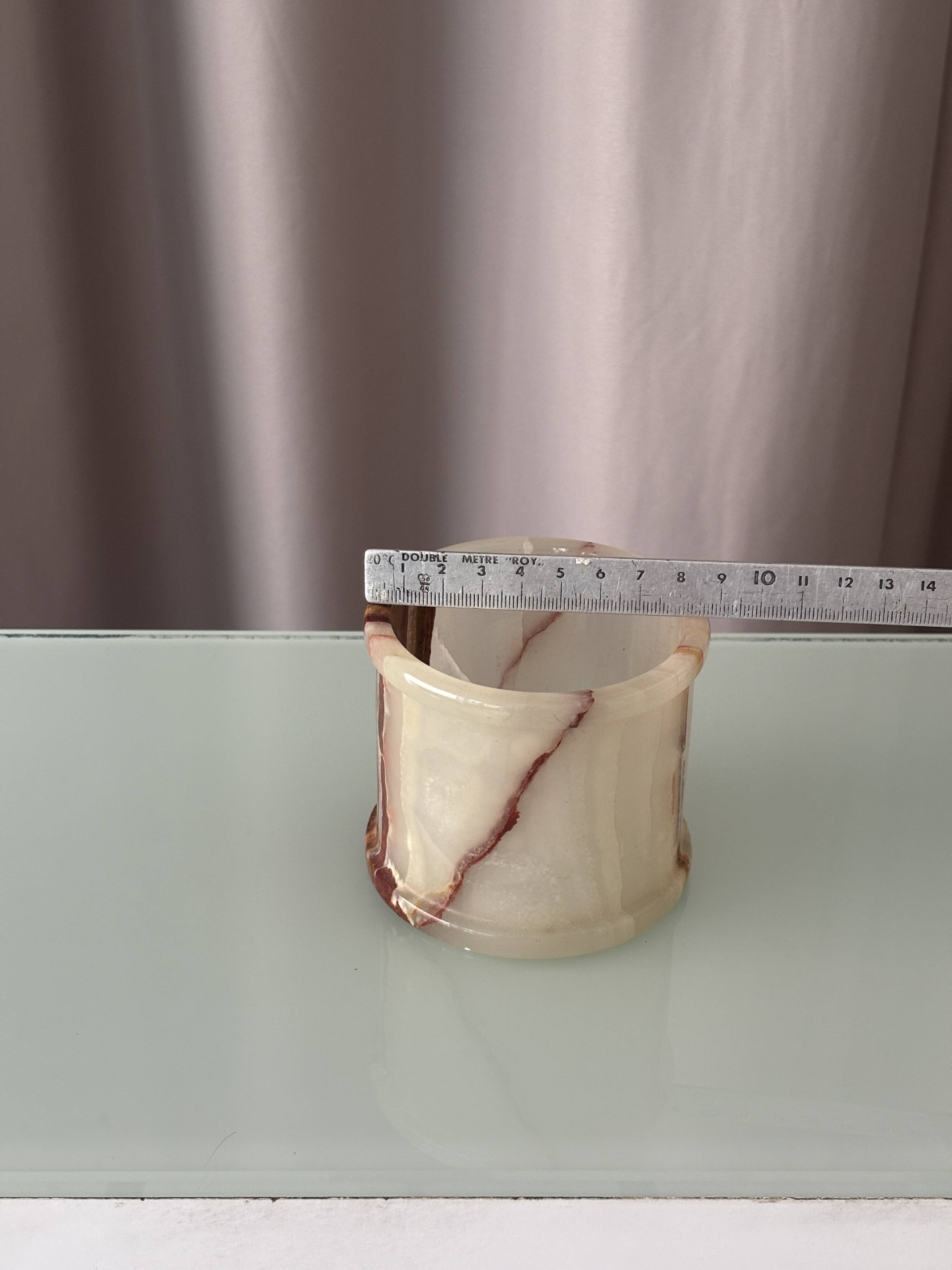 Vintage Hand-Carved Onyx Vessel | Cachepot | Pencil Holder
