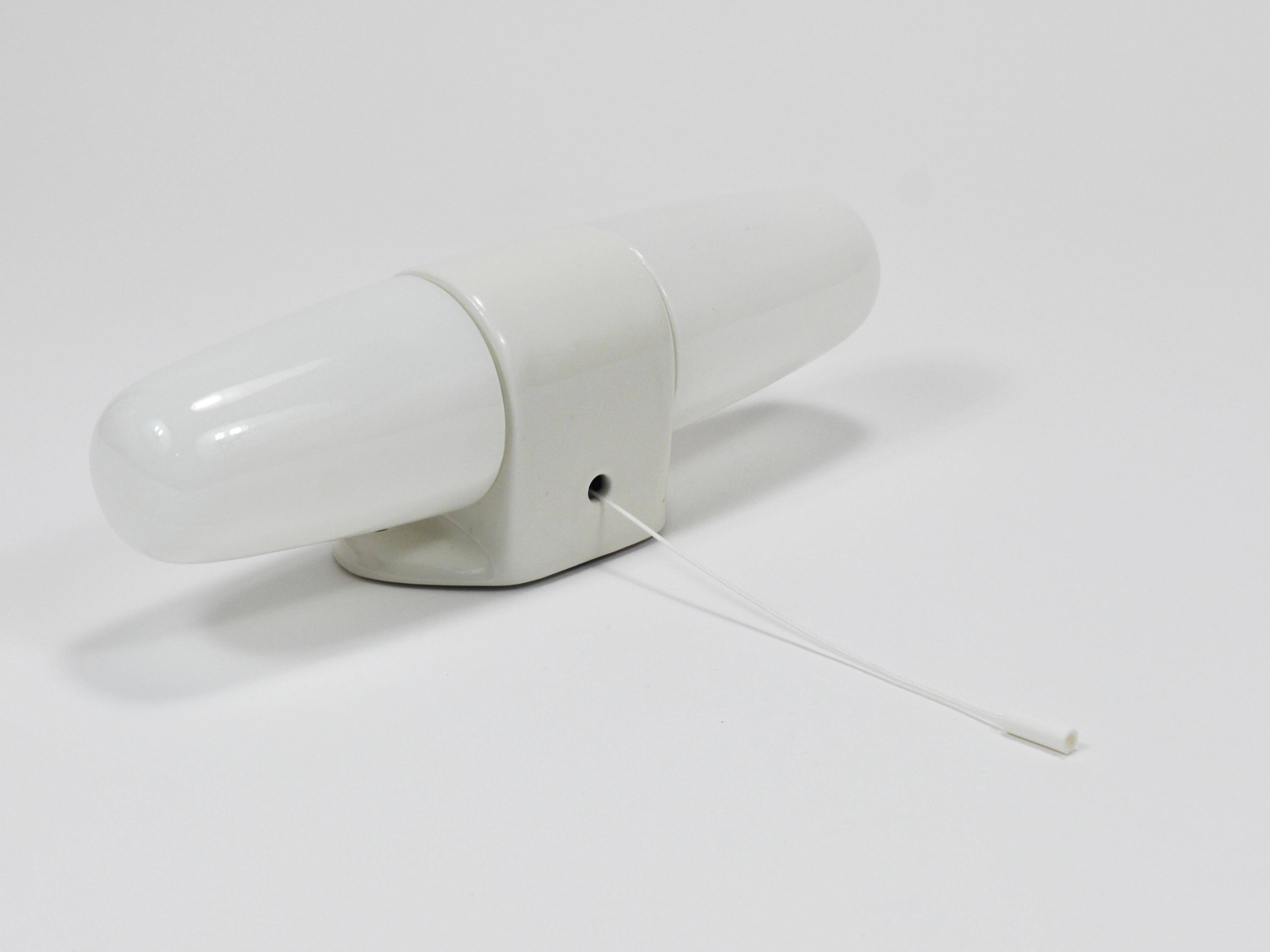 White double wall lamp Bauhaus Wilhelm Wagenfeld, Linder Germany, 1950s