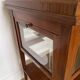Serving Light mahogany English tea table. Beveled windows. circa 1900. Removable glass top.