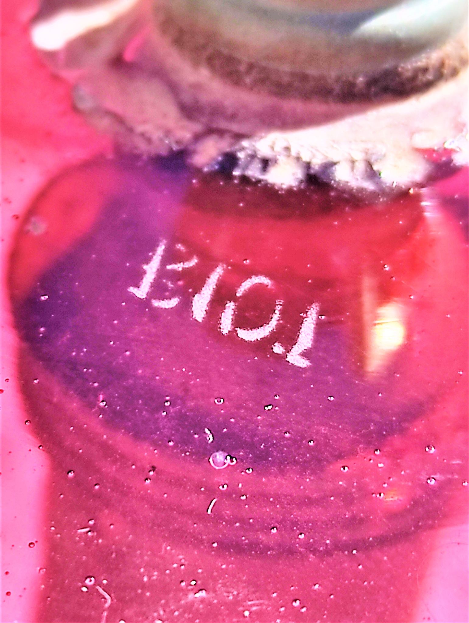 Bubble glass pendant light with engraved inscription of the town of Biot circa 1950
