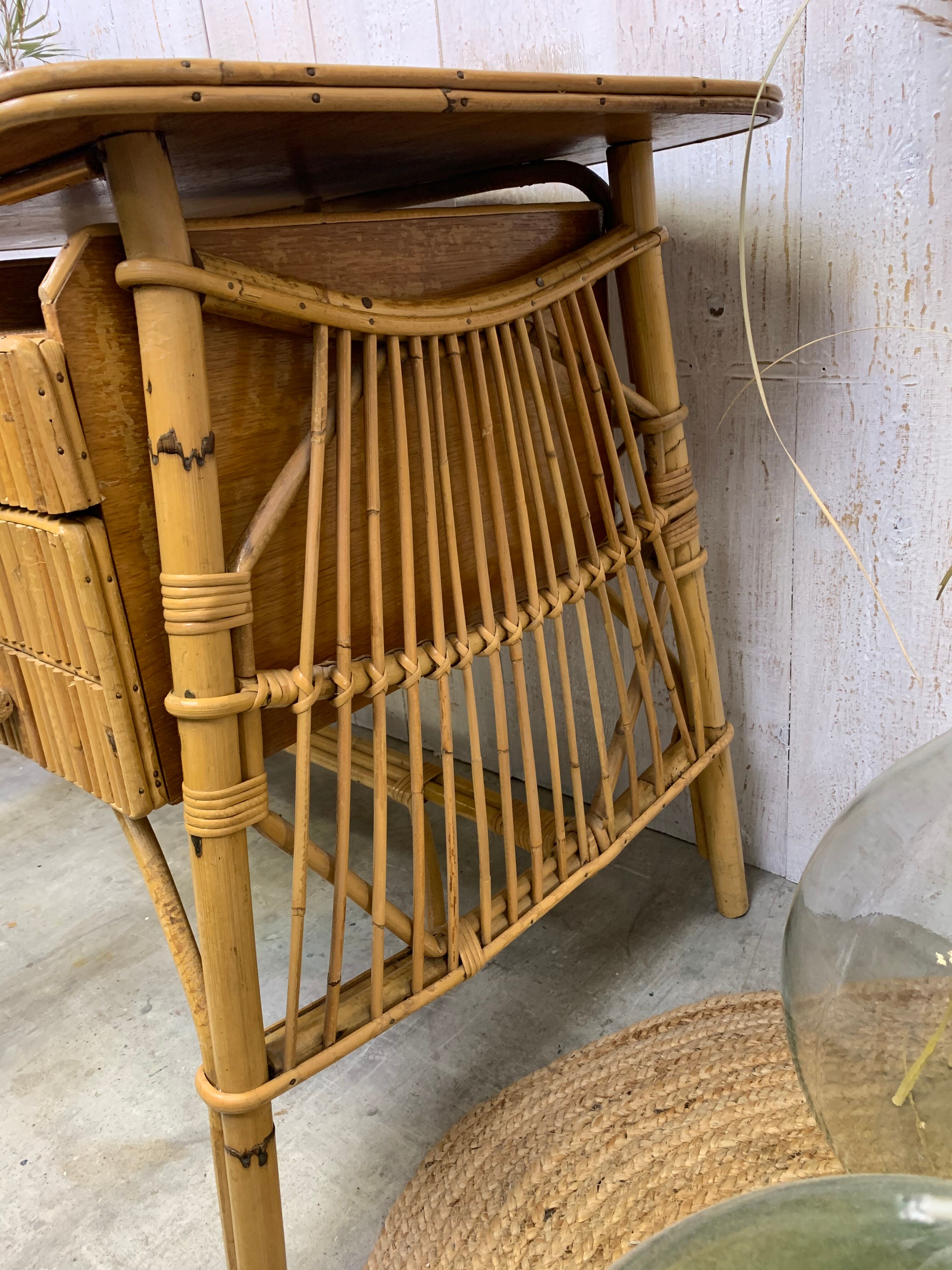 Louis Sognot rattan desk