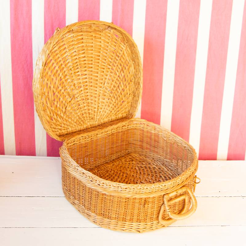 Round wicker suitcase