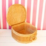 Round wicker suitcase