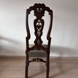 Neo-Renaissance walnut wood dining chairs: set of 6 + 2 armchairs