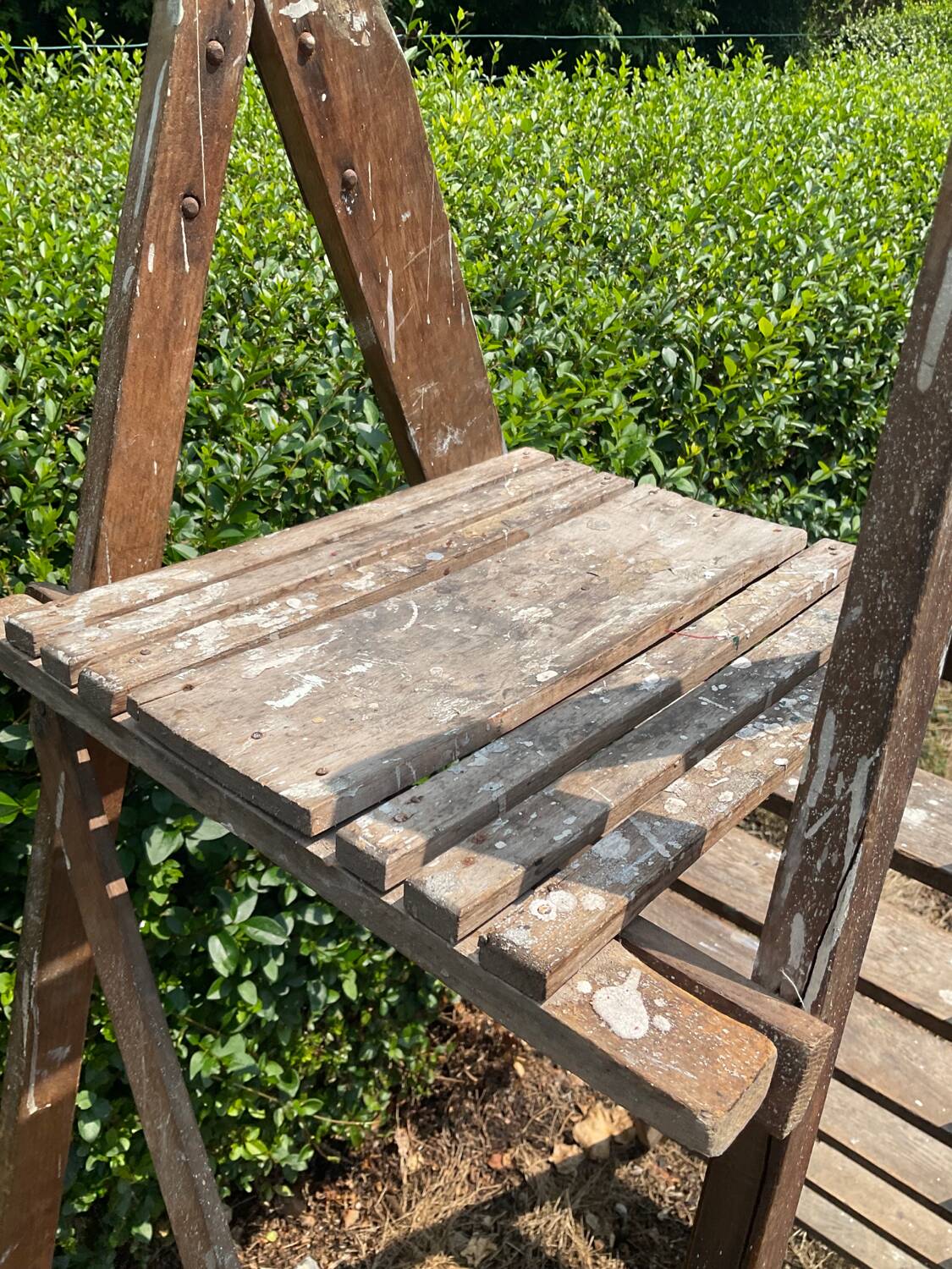 Ancien Escabeau de peintre en chêne