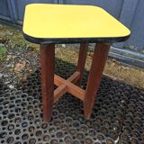 Oak stool and yellow formica