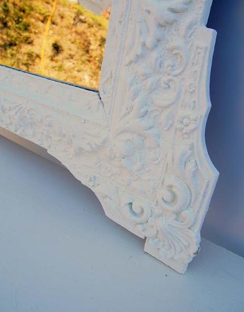 White mirror wooden painted white chalk paint