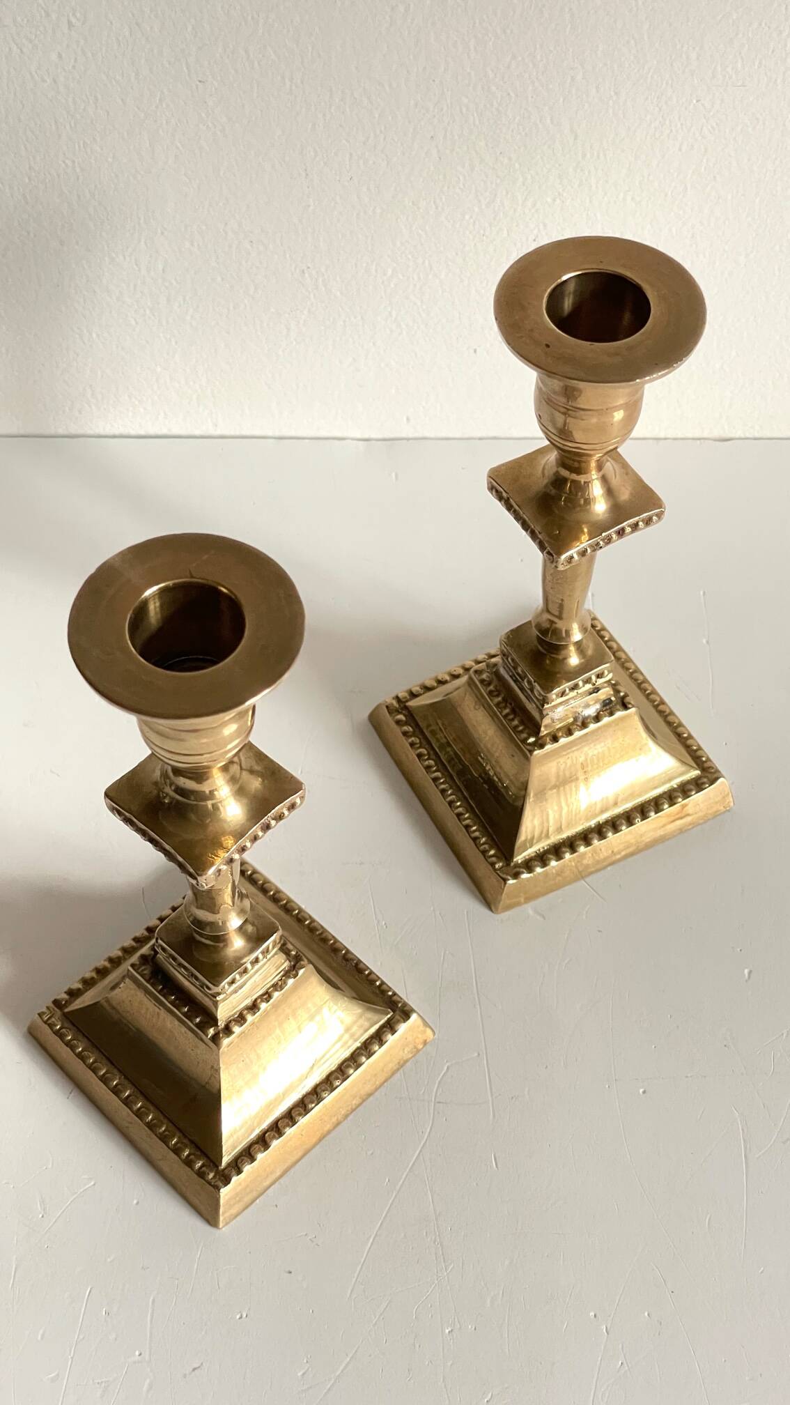 Pair of Vintage INDIA Solid Brass CANDLE HOLDERS