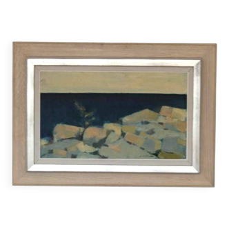 Swedish Oil on Canvas – “Coastal Landscape” by Arne Aspelin