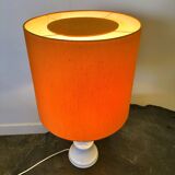 Midcentury Ceramic Danish Table lamp with Orange Shade, 1970s. Denmark
