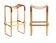 Pair of backless bar stools, traveller style, in tobacco metal.