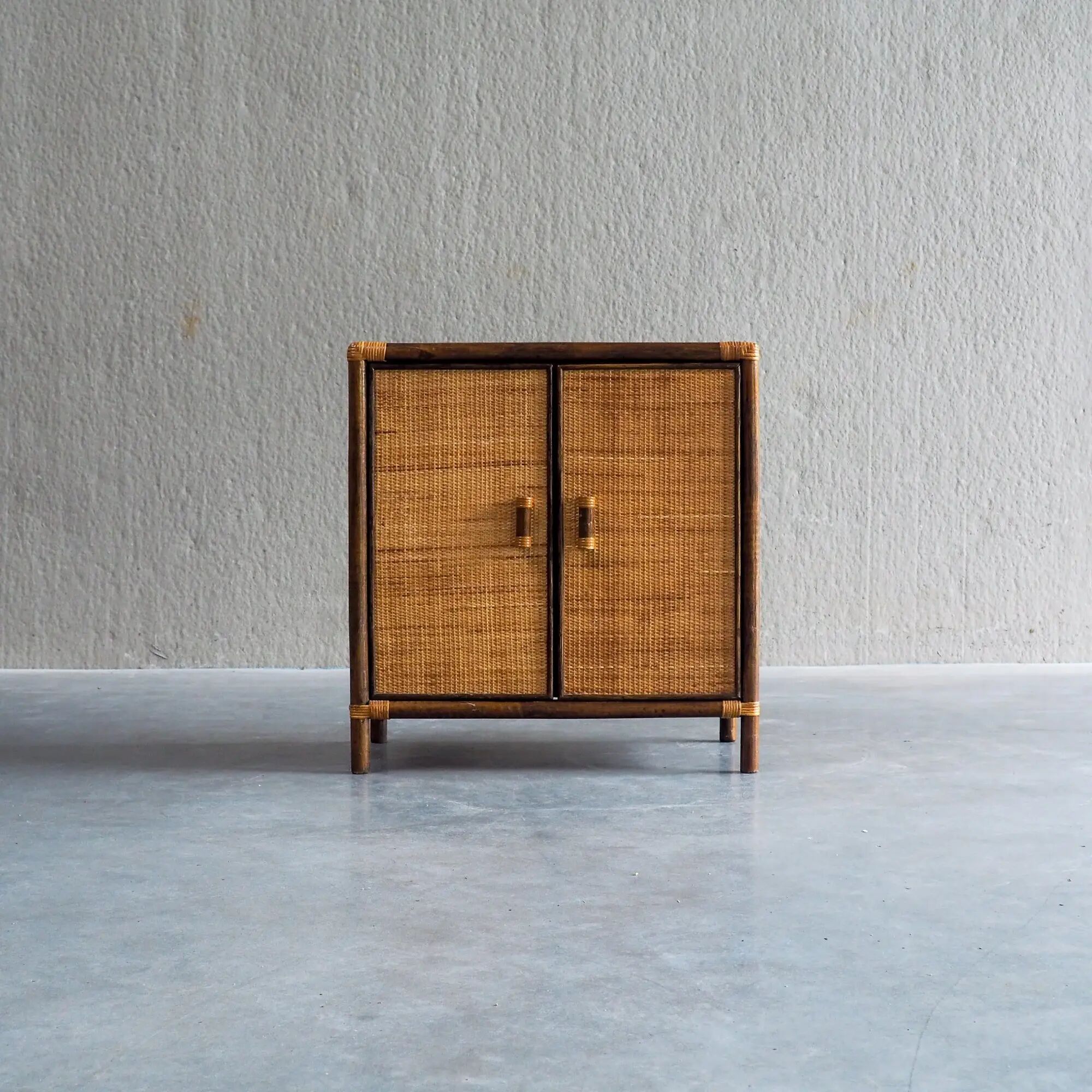 Vintage rattan & woven cane cabinet