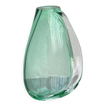 Huge green vase in Murano glass from artisan masters, Flavio Poli 1970's
