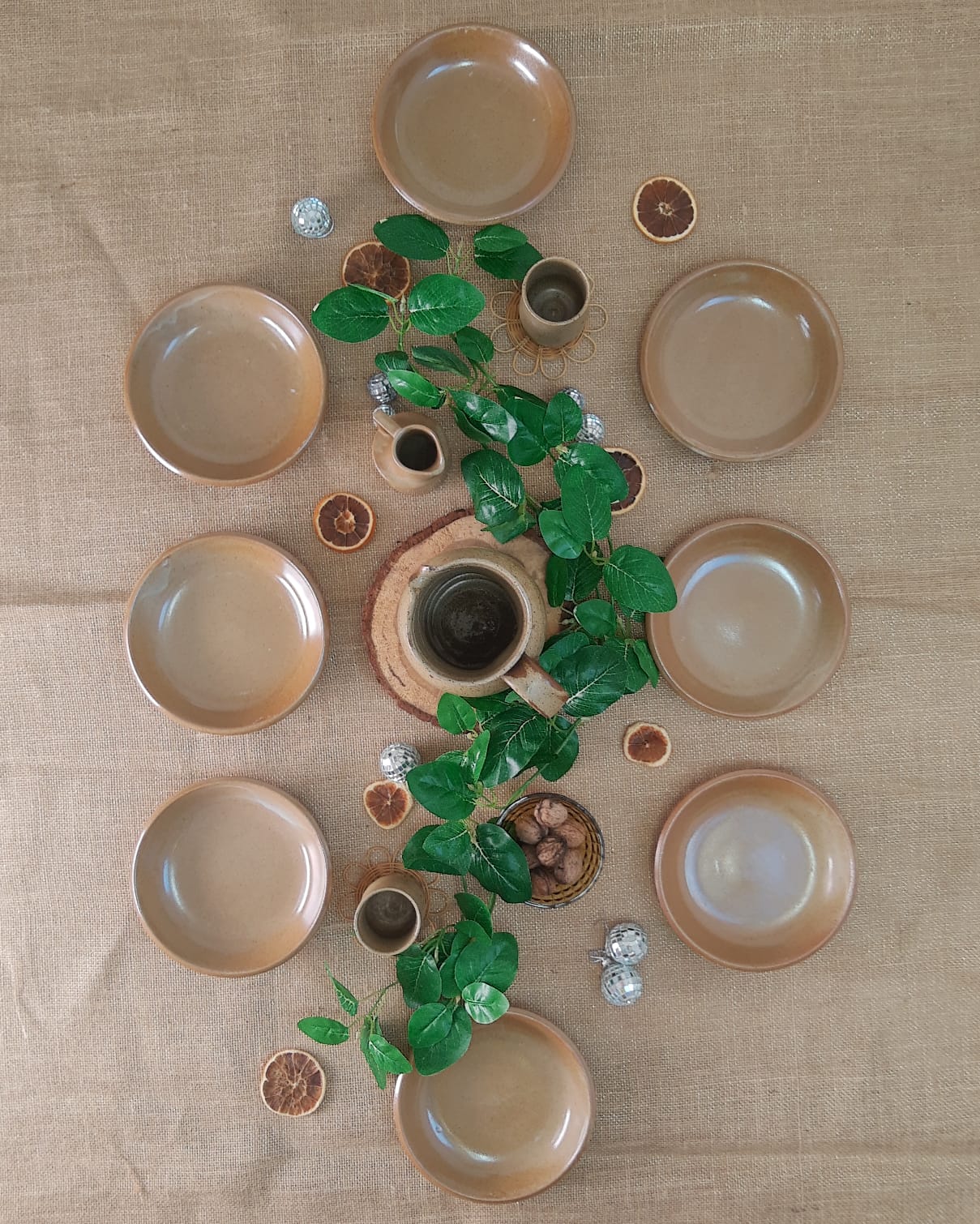 Ensemble de 8 assiettes creuses grès de brenne France vintage