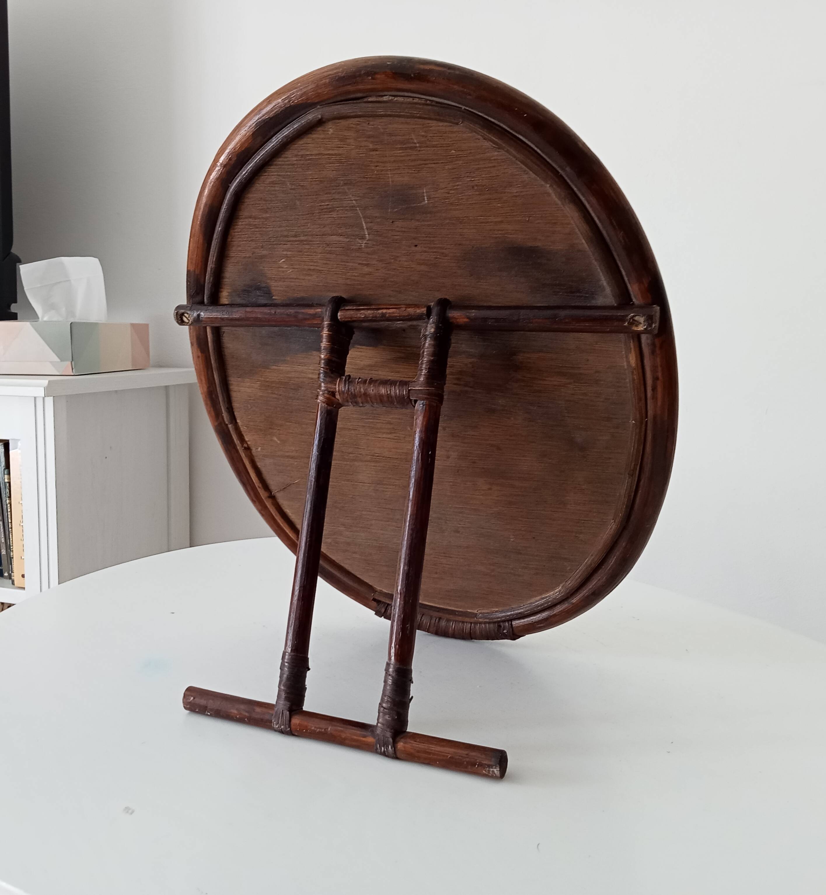 Antique rattan table mirror early 20th century