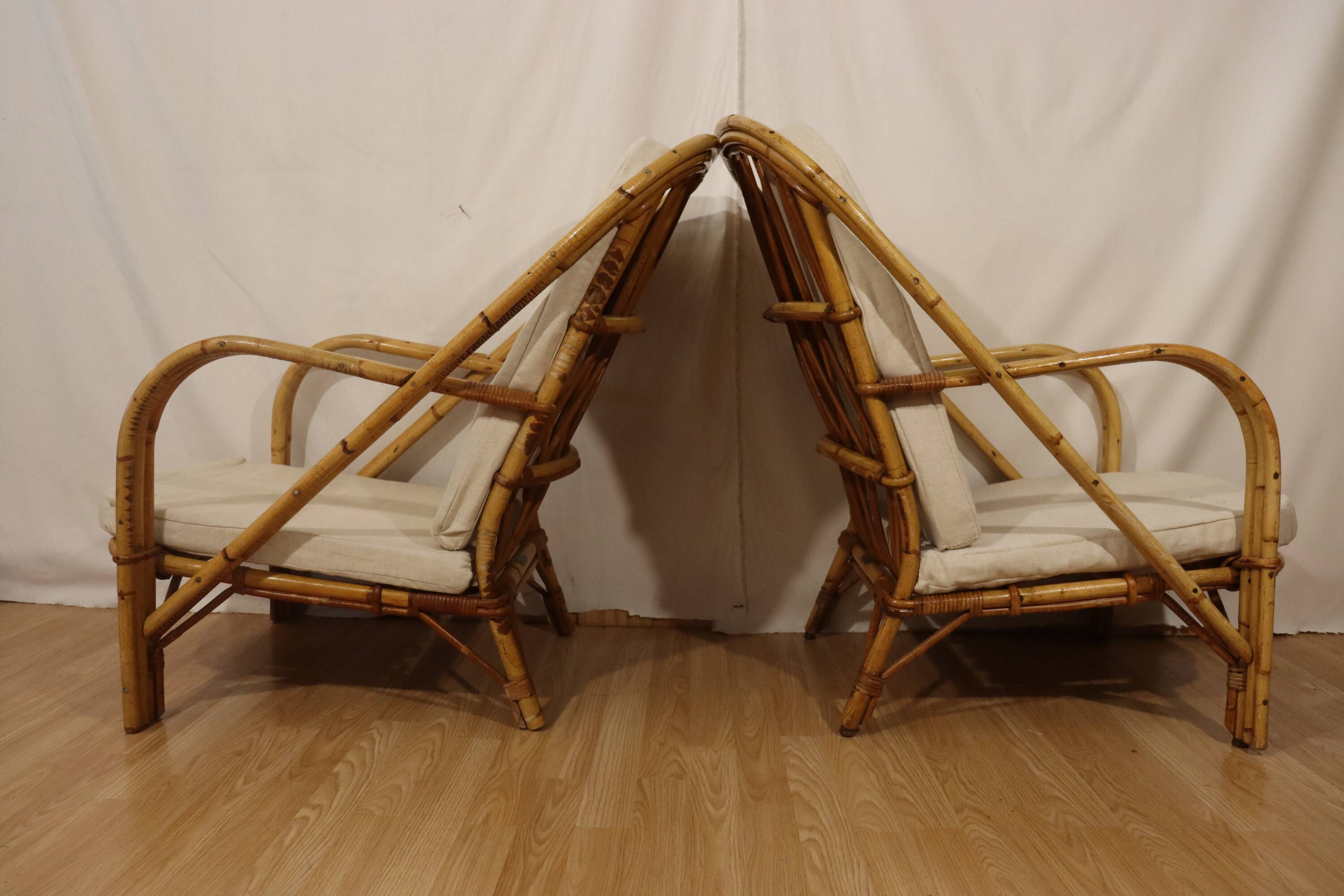 Paire fauteuils rotin Audoux Minnet