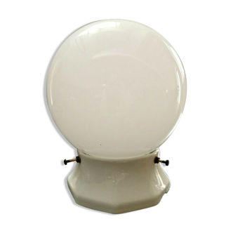 Ancien plafonnier globe opaline porcelaine art deco support+douille