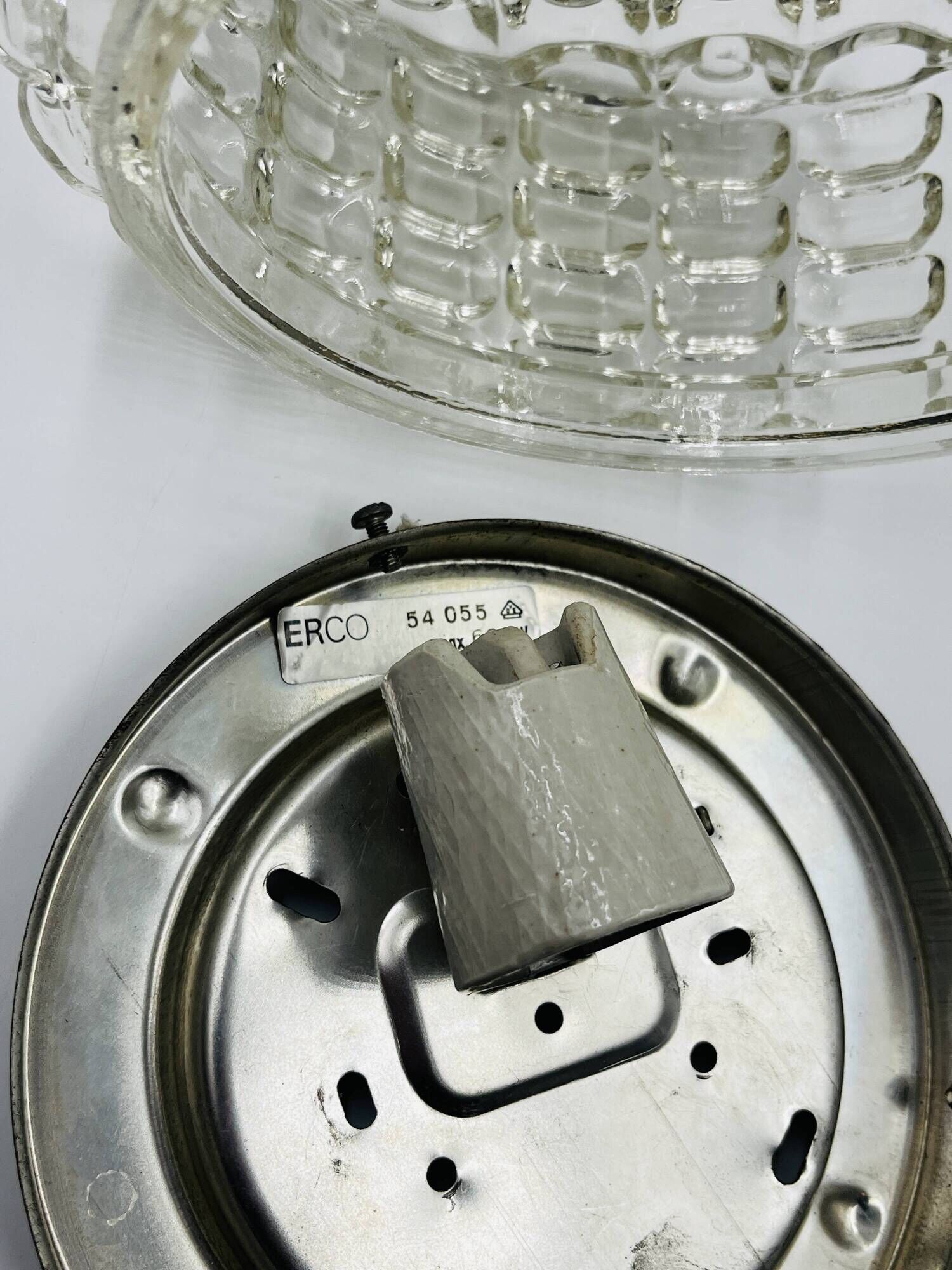 Moulded glass ceiling light Erco
