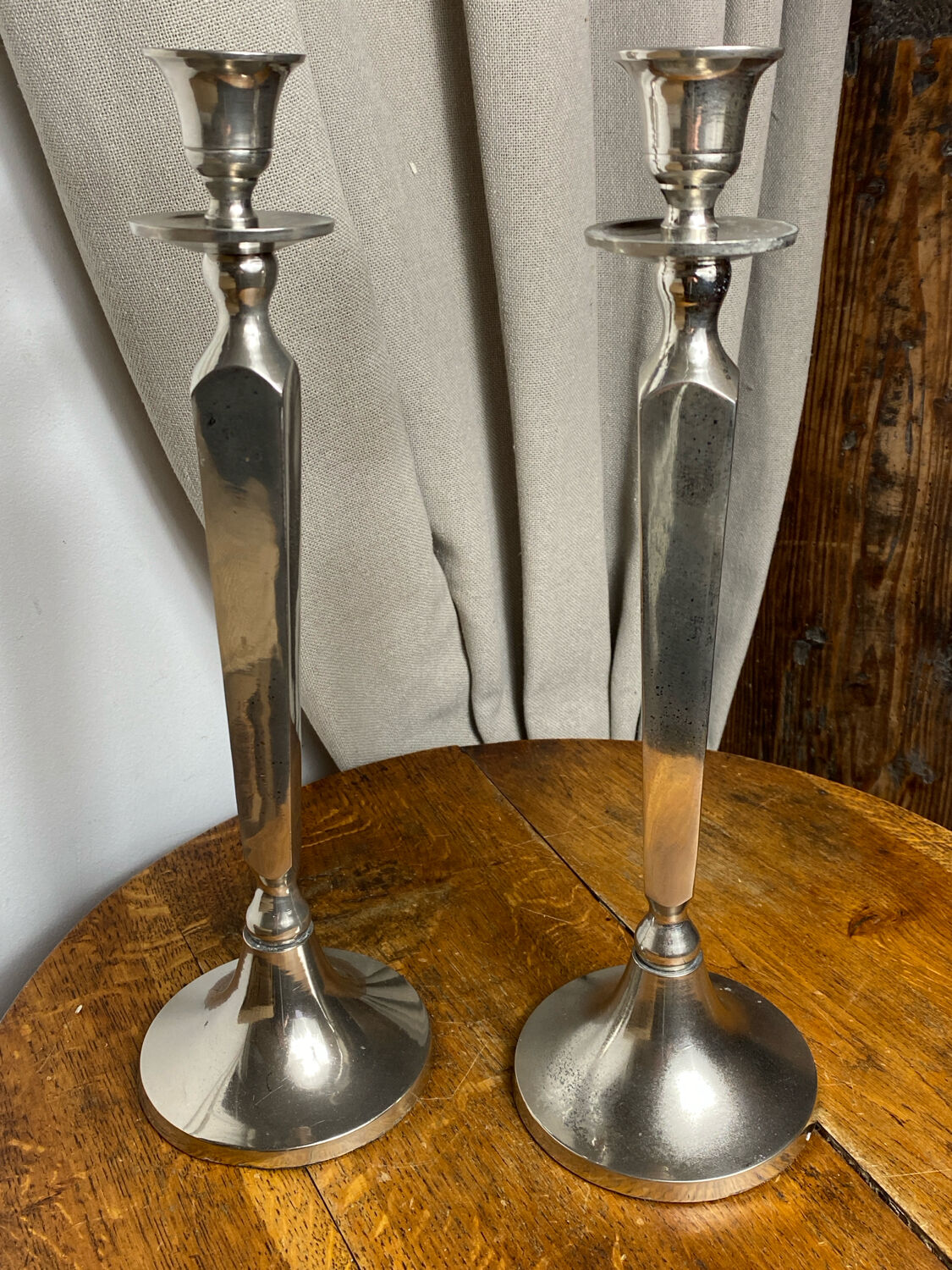 Pair of silver-plated candlesticks