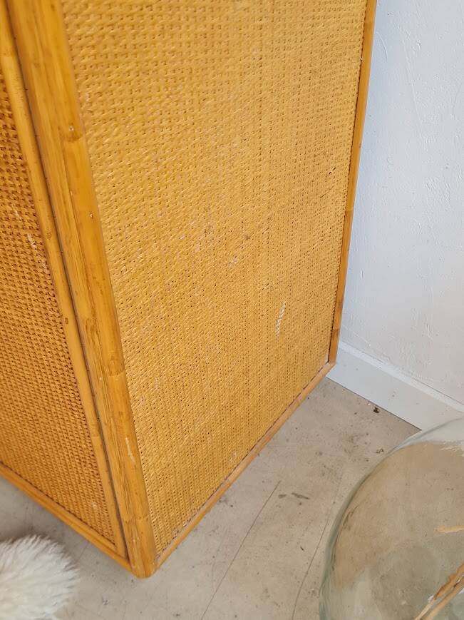 Vintage rattan wardrobe
