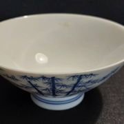 Japanese porcelain rice bowl 20th blue mark
