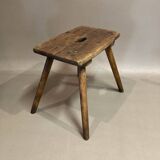 Pair of period stools in solid oak.