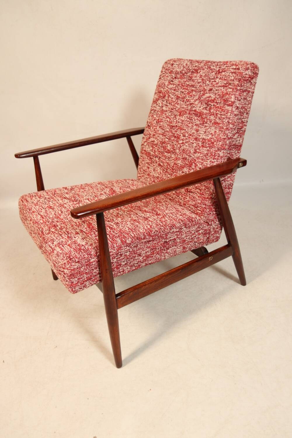 Vintage armchair and footrest red lobster Boho style fabric design by H.Lis 300-190 model