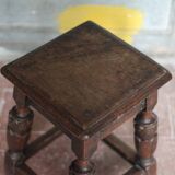 Antique wooden stool in Elizabethan English style, occasional stool